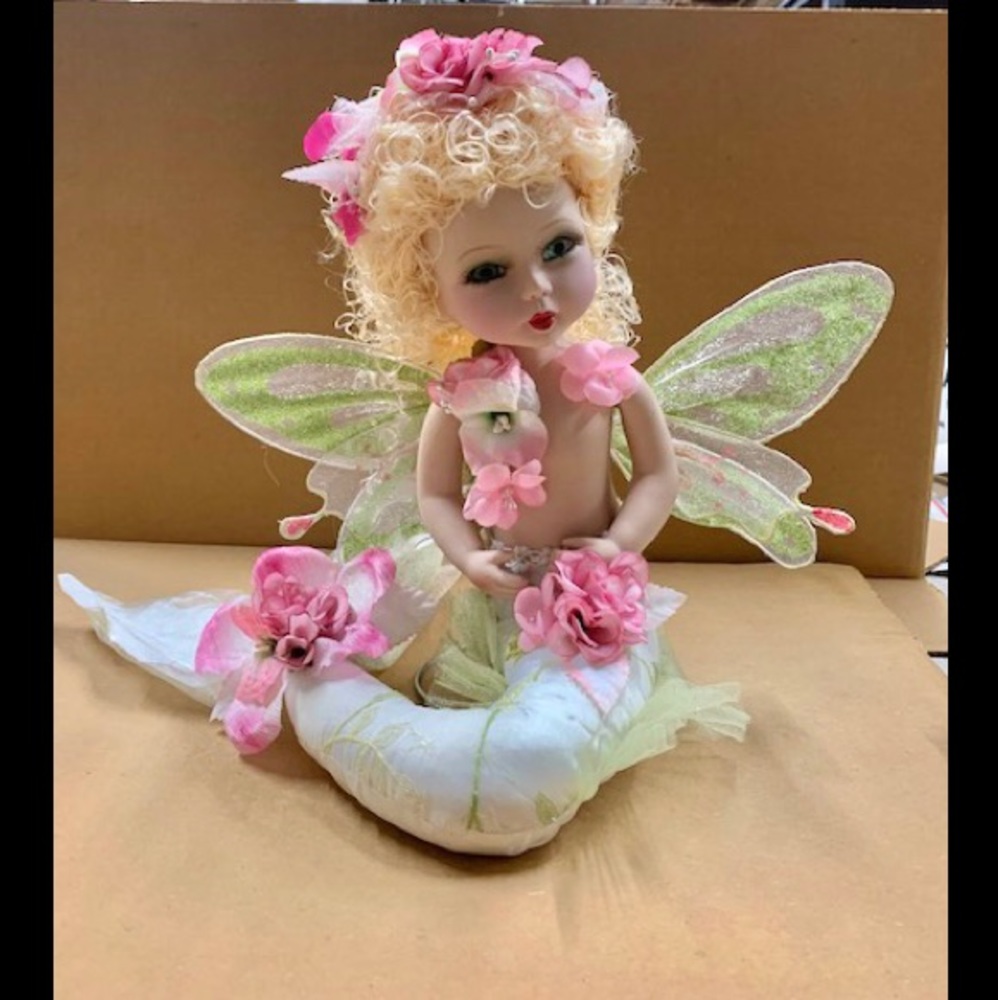Fairy Mermaid Doll with Pink and Green Accents